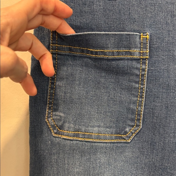 FRYE Wide Leg Jeans Raw Hem Blue Denim High Rise Patch Pockets Size 25 - Picture 11 of 14